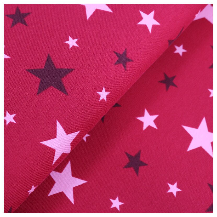 Cotton Jersey Print - Small Stars D.Pink