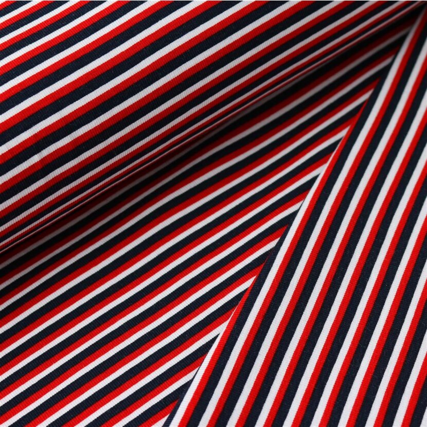 Cotton Jersey Print - Parade Stripe Red