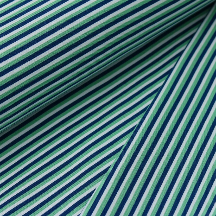 Cotton Jersey Print - Parade Stripe H. Pastel Green