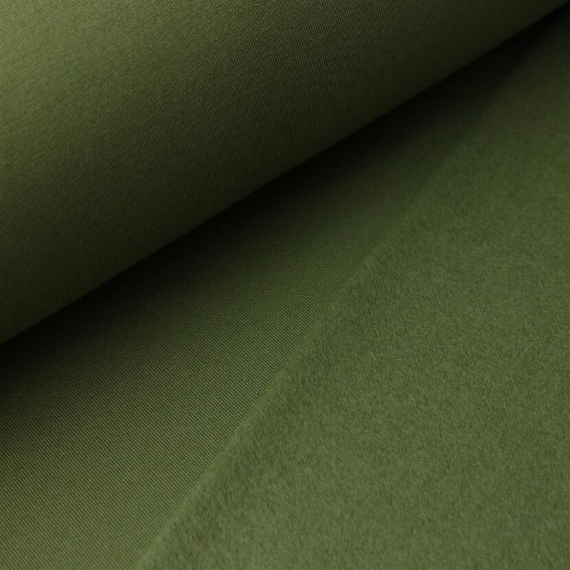 "Olive Green French Terry Brushed Knit - Solid Color"
